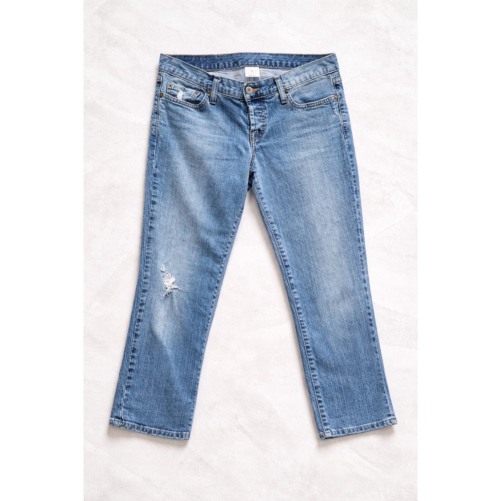 Lucky Brand Distressed Crop Jeans Women Size 8/29 Light Wash Low Rise Ankle Boho
